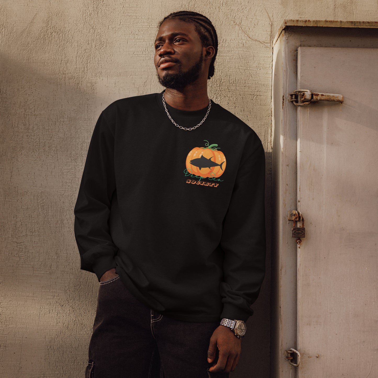 Deep Sea Society Jack-O-Lantern / Fish-O-Ween, Heavyweight Long Sleeve Sirt