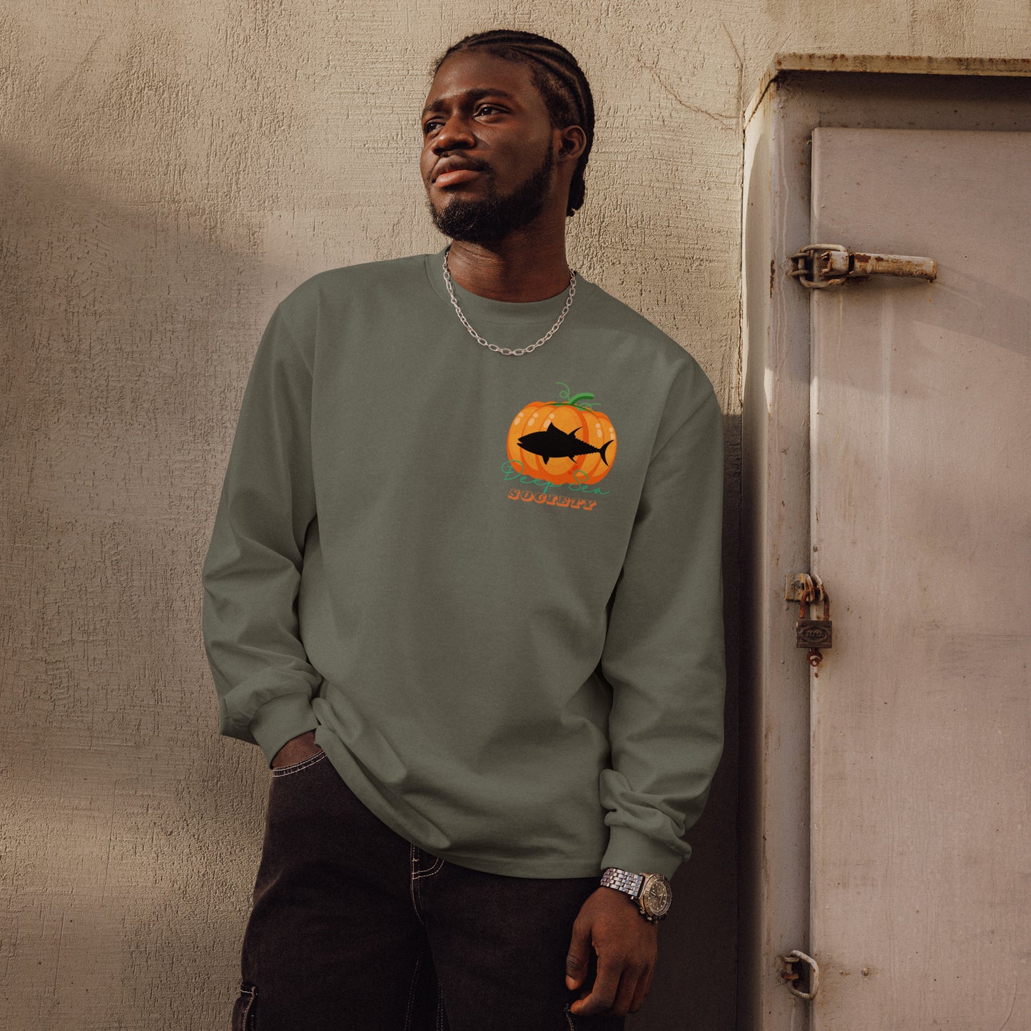Deep Sea Society Jack-O-Lantern / Fish-O-Ween, Heavyweight Long Sleeve Sirt