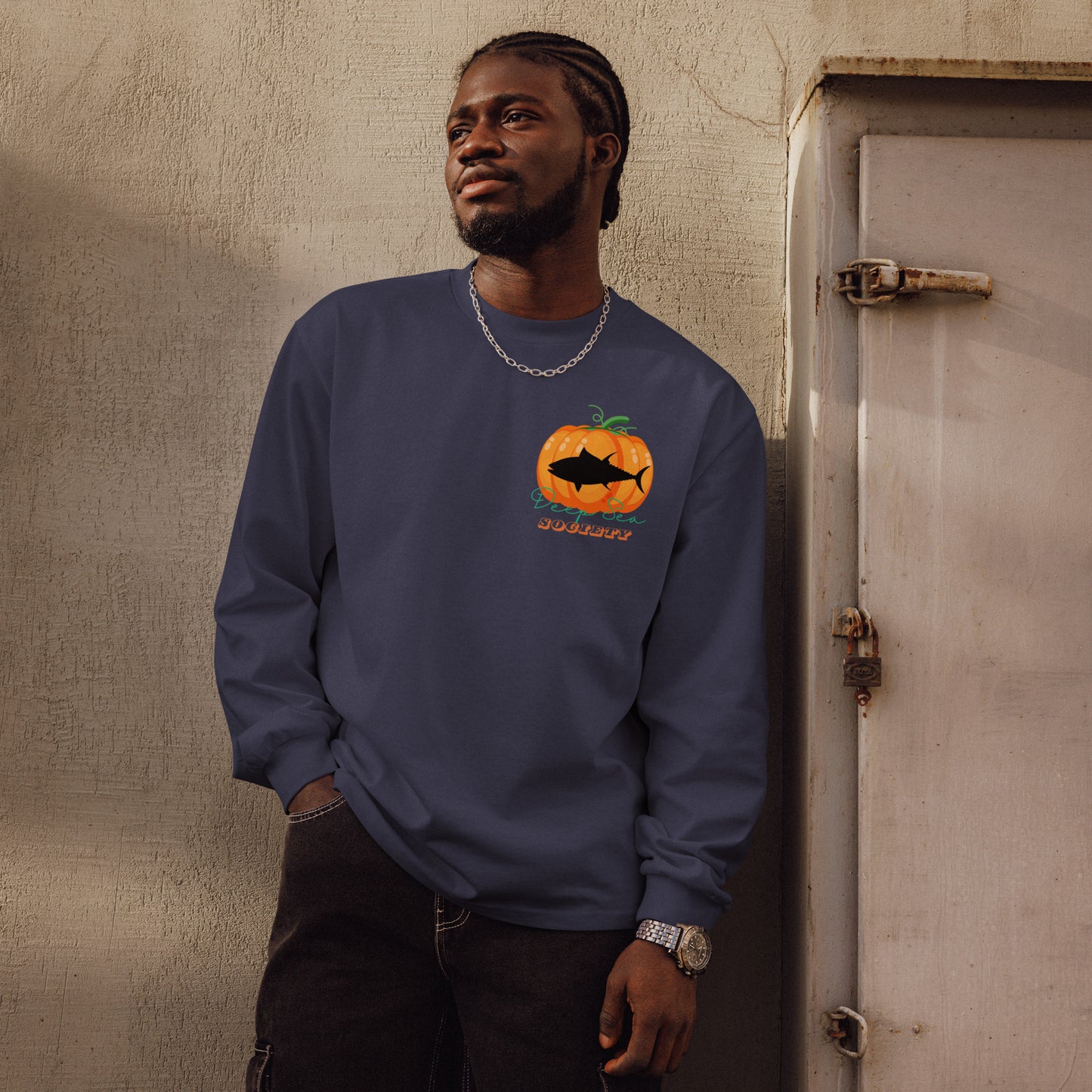 Deep Sea Society Jack-O-Lantern / Fish-O-Ween, Heavyweight Long Sleeve Sirt